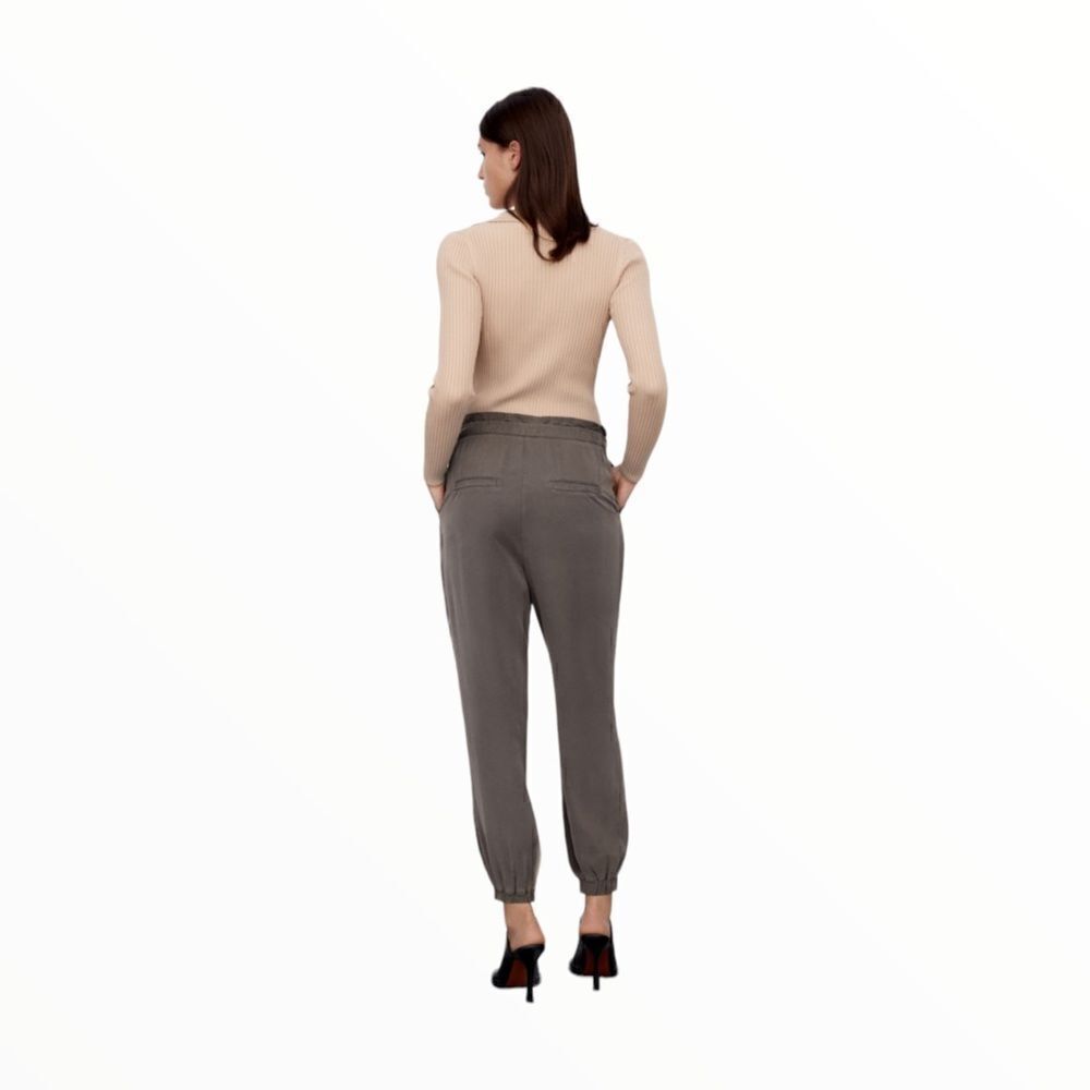 ZARA Dark Khaki Flowy Baggy Jogger Pants NWT XL - Picture 3 of 9